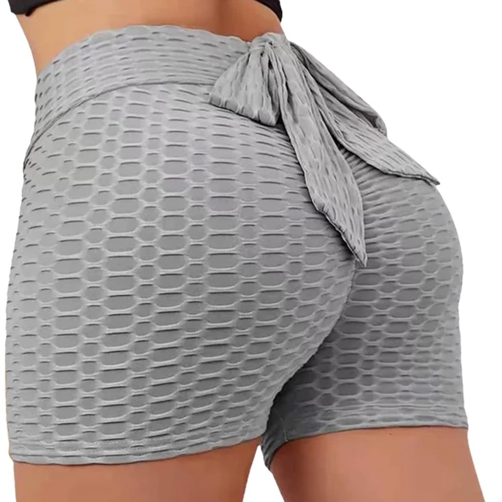 High Waisted Brazilian Textured Booty Ruched Biker shorts